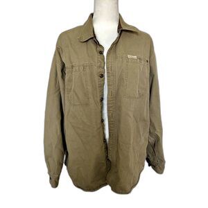 Columbia Brand Utility Jacket Khaki with Brown Lining Men's Large